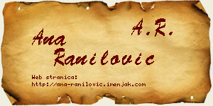 Ana Ranilović vizit kartica